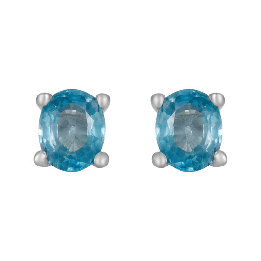 Sterling Silver Earrings Blue Cubic Zirconia  (3 PR CARD)    IGE-1168