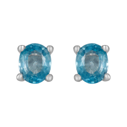 Sterling Silver Earrings Blue Cubic Zirconia  (3 PR CARD)    IGE-1168