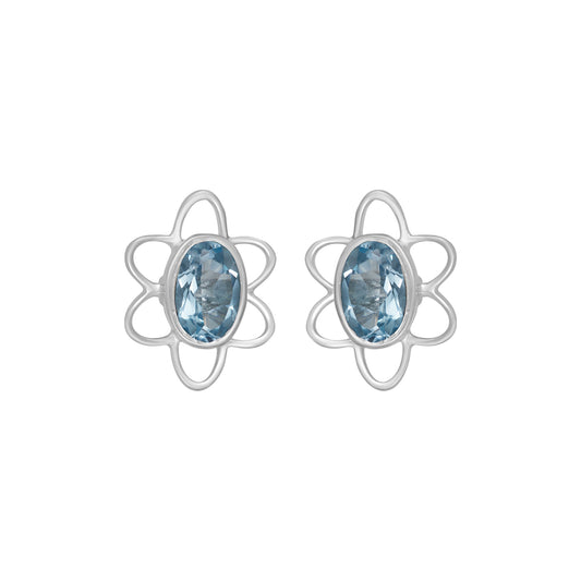 Sterling Silver Earrings Blue Topaz  (3 PR CARD)    IGE-012