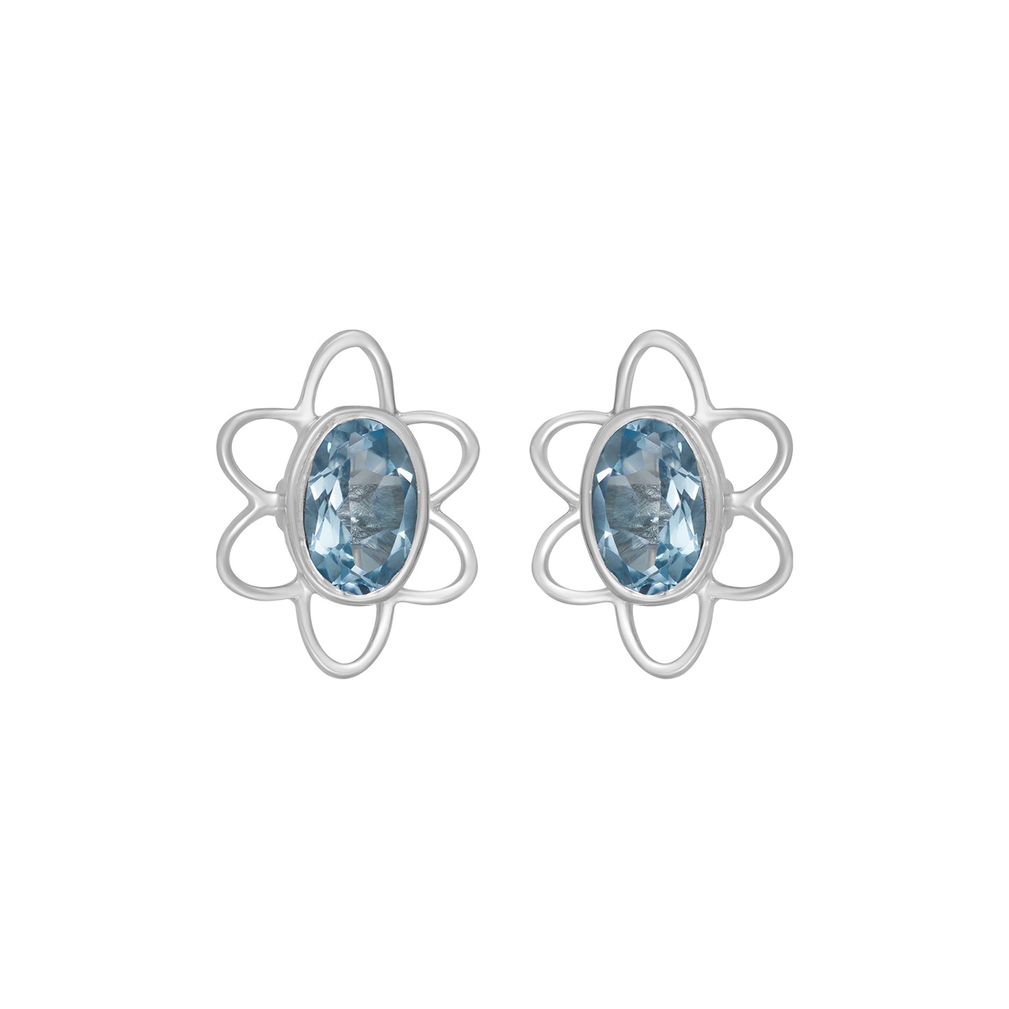 Sterling Silver Earrings Blue Topaz  (3 PR CARD)    IGE-012