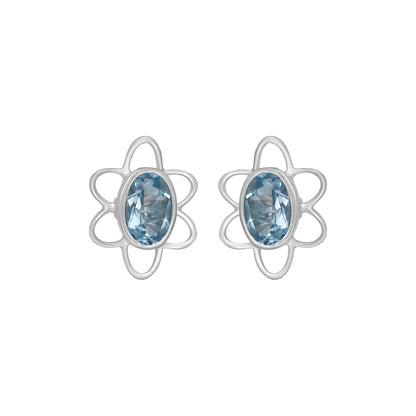 Sterling Silver Earrings Blue Topaz  (3 PR CARD)    IGE-012