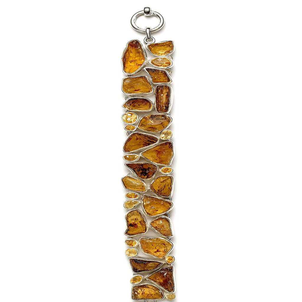 Sterling Silver Bracelet Amber Citrine