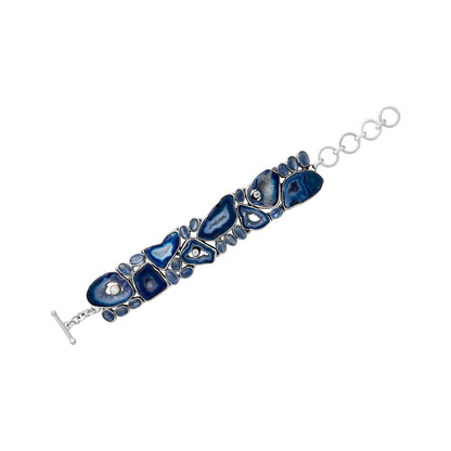 Sterling Silver Bracelet Blue Agate Kyanite