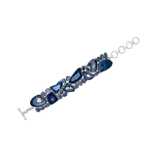 Sterling Silver Bracelet Blue Agate Kyanite