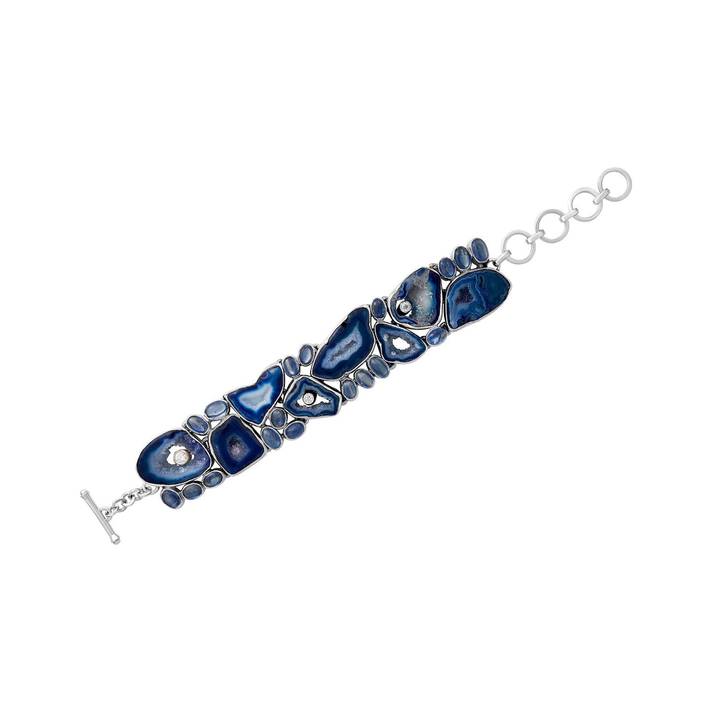 Sterling Silver Bracelet Blue Agate Kyanite