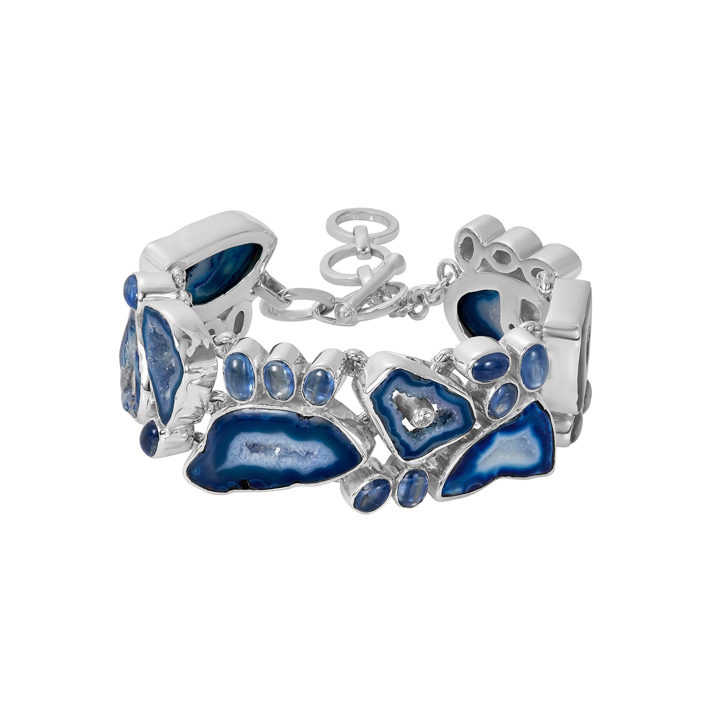 Sterling Silver Bracelet Blue Agate Kyanite