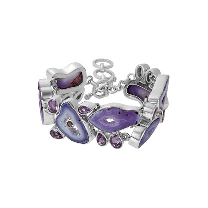 Sterling Silver Bracelet Purple Agate Amethyst