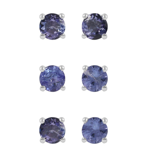 Sterling Silver Earrings Tanzanite  IGE-1170