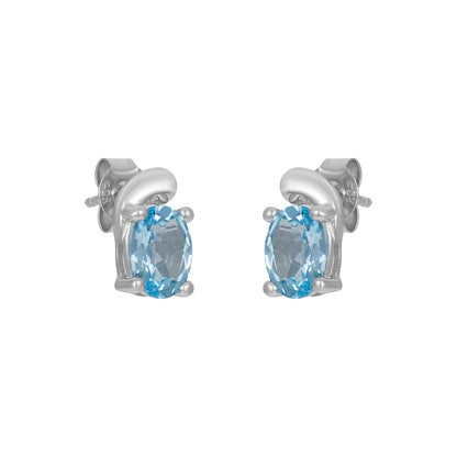 Sterling Silver Earrings Blue Topaz   IGE-28