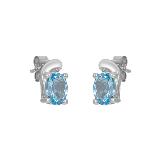 Sterling Silver Earrings Blue Topaz   IGE-28