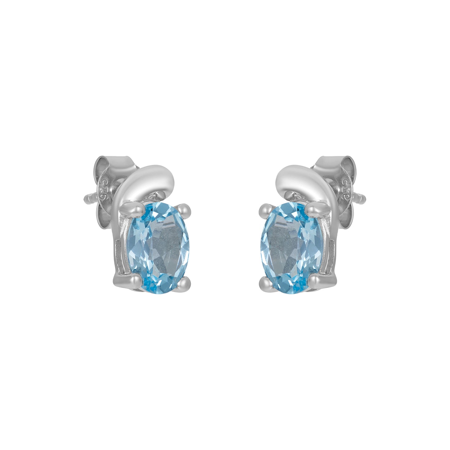 Sterling Silver Earrings Blue Topaz   IGE-28