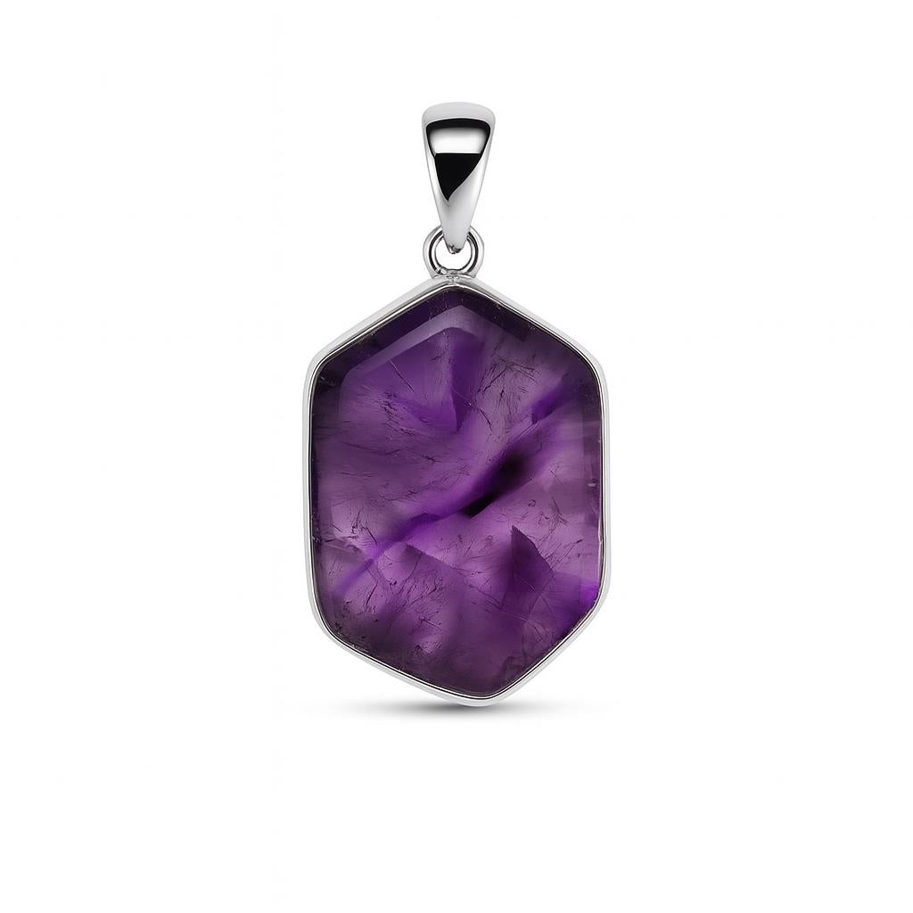Sterling Silver Pendant Star Amethyst