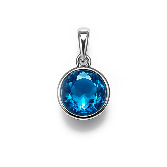 Sterling Silver Pendant Swiss Blue Topaz  IGP-1159