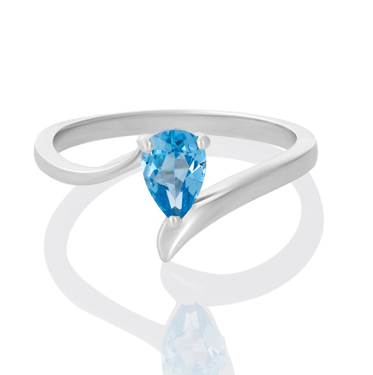 Sterling Silver Ring Swiss Blue Topaz  IGR-382