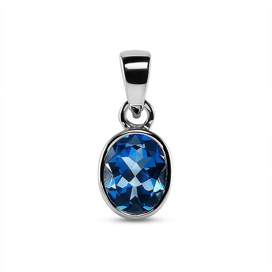 Sterling Silver Pendant Swiss Blue Topaz  IGP-469
