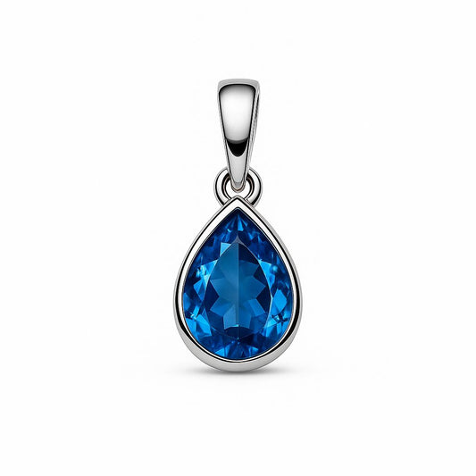 Sterling Silver Pendant Swiss Blue Topaz  IGP-1153