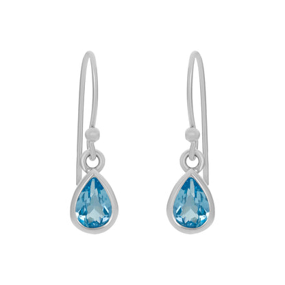 Sterling Silver Earrings Swiss Blue Topaz  IGE-1317