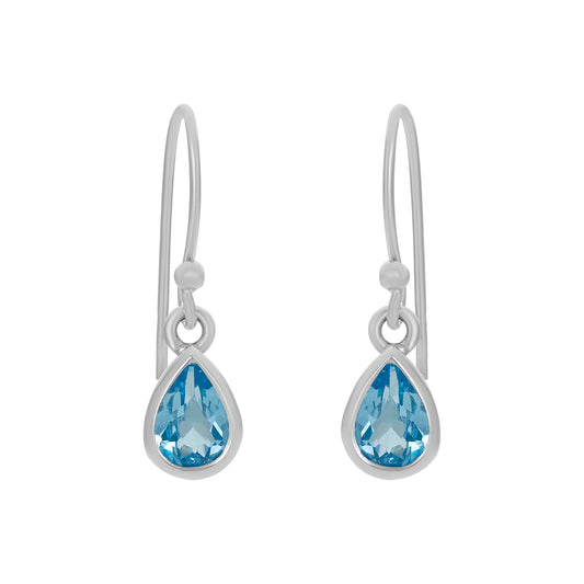 Sterling Silver Earrings Swiss Blue Topaz  IGE-1317