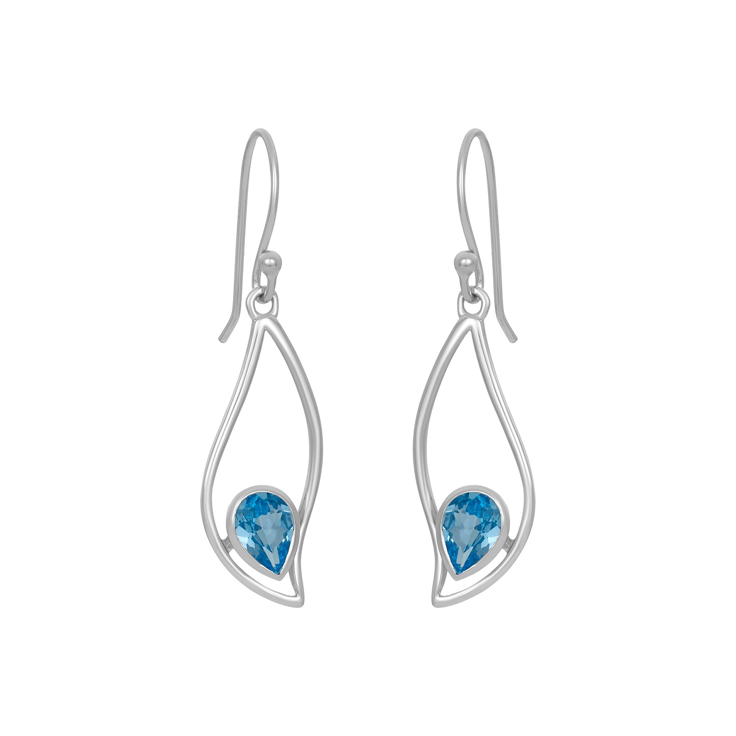 Sterling Silver Earrings Swiss Blue Topaz  IGE-263