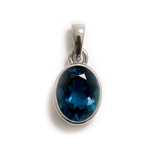 Sterling Silver Pendant Swiss Blue Topaz  IGP-380