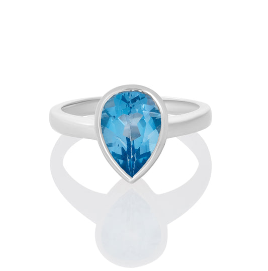 Sterling Silver Ring Swiss Blue Topaz  IGR-2763