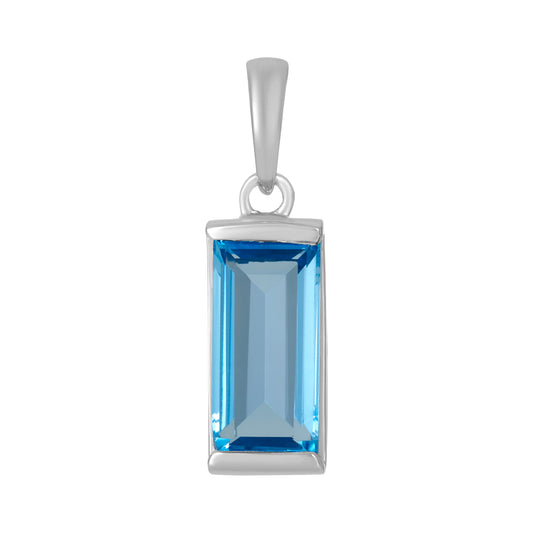 Sterling Silver Pendant Swiss Blue Topaz  IGP-1156