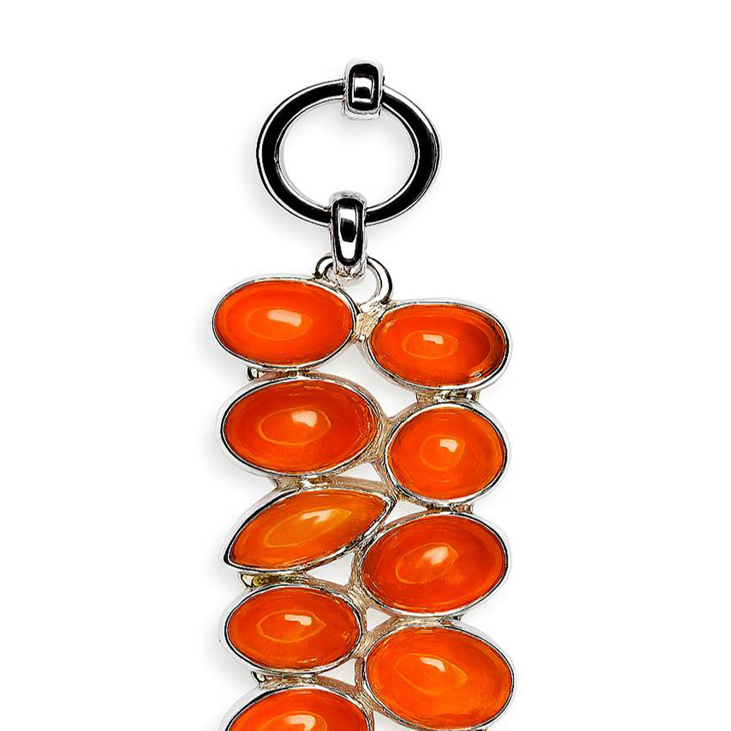 Sterling Silver Bracelet Orange Opal