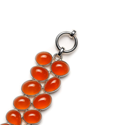 Sterling Silver Bracelet Orange Opal