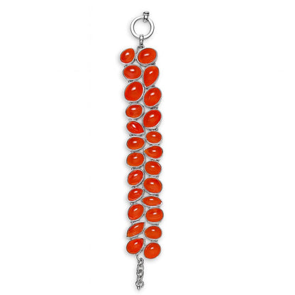 Sterling Silver Bracelet Orange Opal