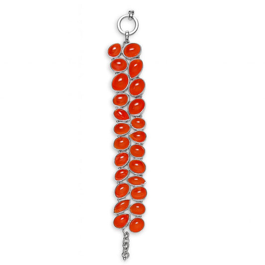Sterling Silver Bracelet Orange Opal