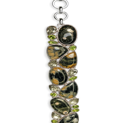 Sterling Silver Bracelet Ocean Jasper Peridot