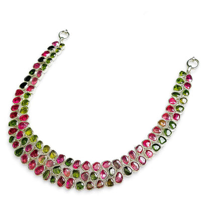 Sterling Silver Necklace tourmaline Slice