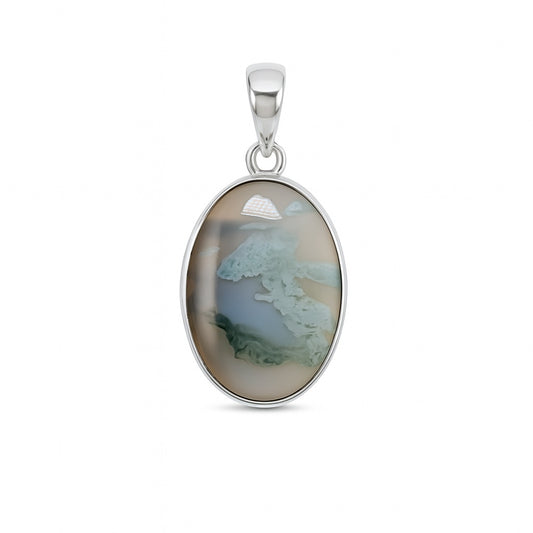 Sterling Silver Pendant Moss Agate