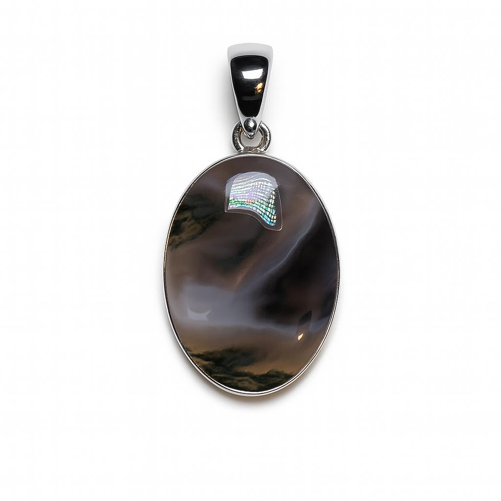 Sterling Silver Pendant Moss Agate