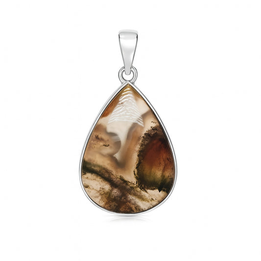 Sterling Silver Pendant Moss Agate