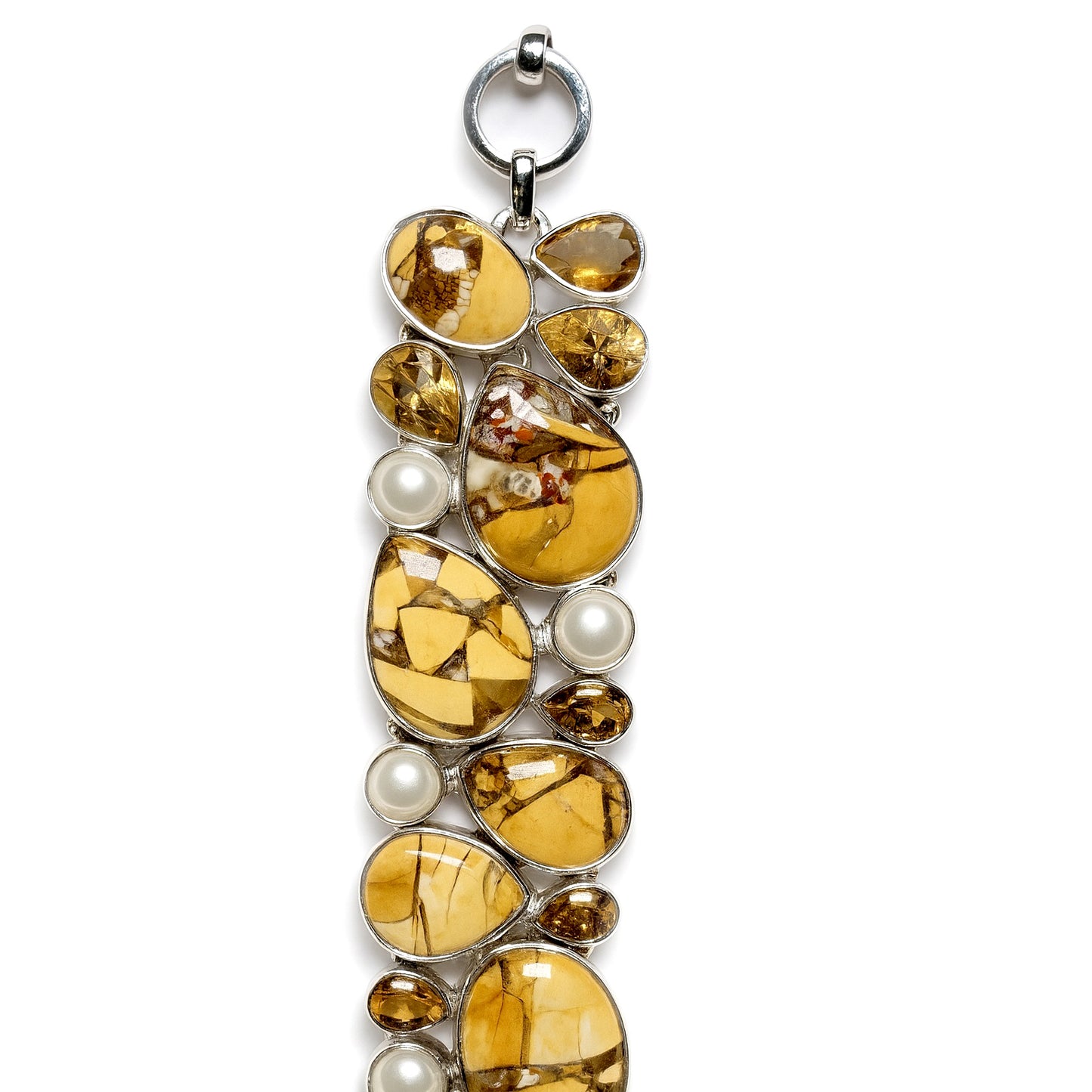 Sterling Silver Bracelet Mookaite Pearl Citrine