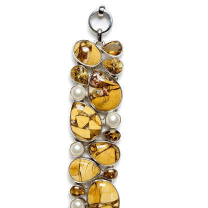 Sterling Silver Bracelet Mookaite Pearl Citrine