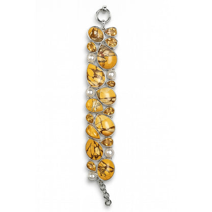 Sterling Silver Bracelet Mookaite Pearl Citrine