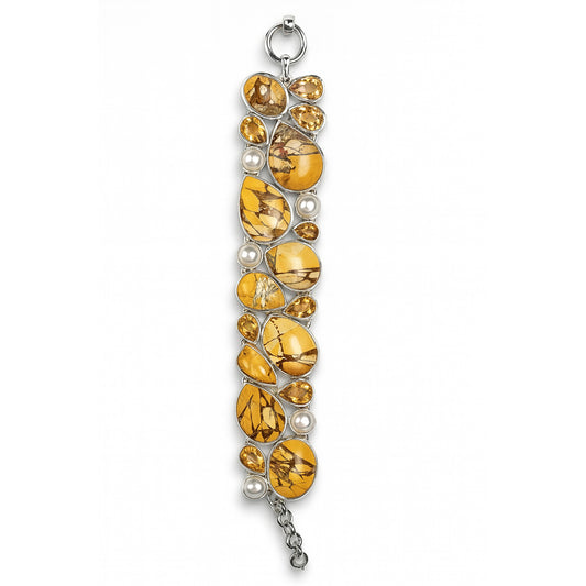 Sterling Silver Bracelet Mookaite Pearl Citrine