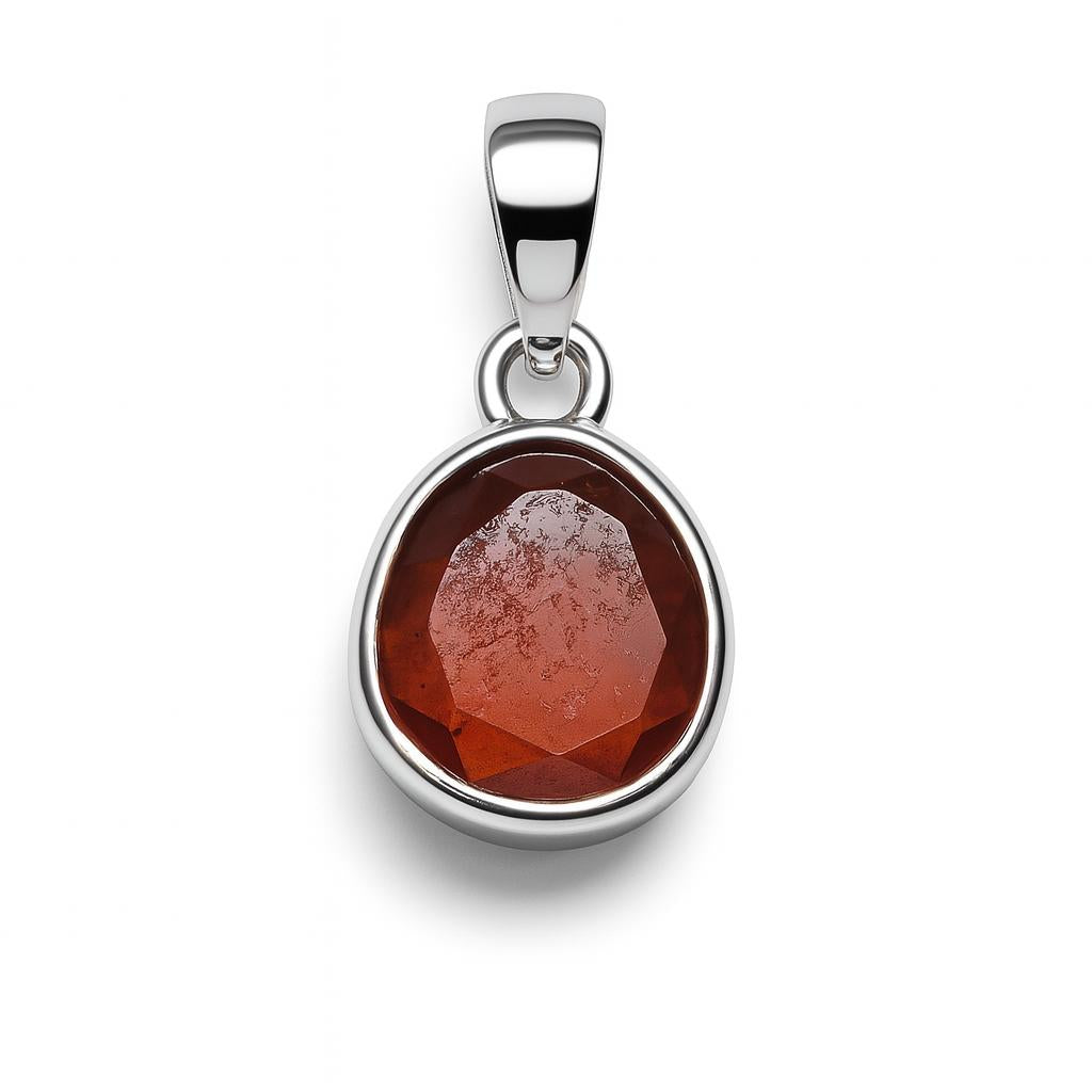 Sterling Silver Pendant Hessonite Garnet