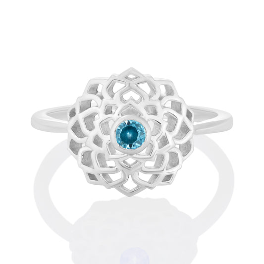 Sterling Silver Ring Blue Cubic Zirconia  IGR-2455 Size 7
