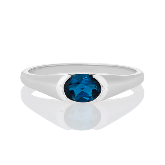 Sterling Silver Ring London Blue Topaz  IGR-381 Size 8