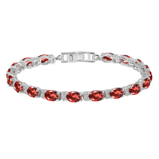 Sterling Silver Bracelet Garnet   IGB-108