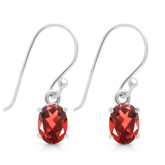 Sterling Silver Earrings Garnet  IGE-673