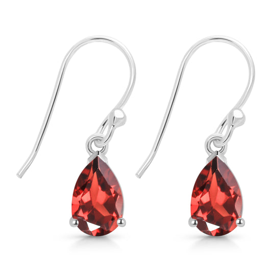 Sterling Silver Earrings Garnet  IGE-676