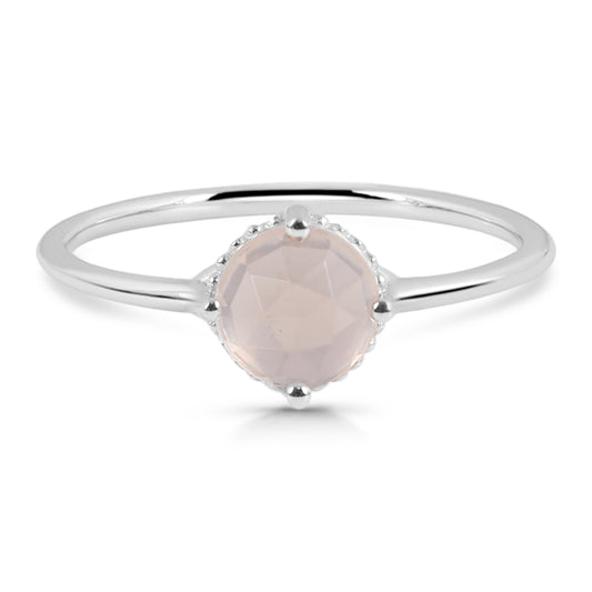 Sterling Silver Ring Rose Quartz  IGE-2301 Size 5