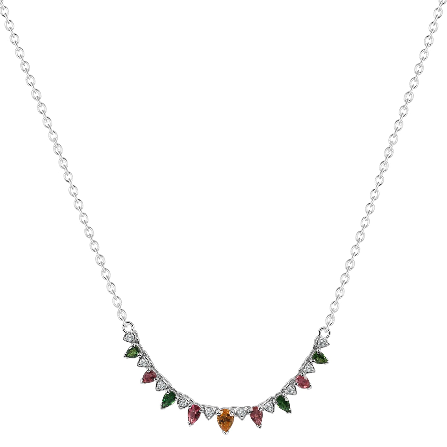 Sterling Silver Necklace Tourmaline  IGN-305