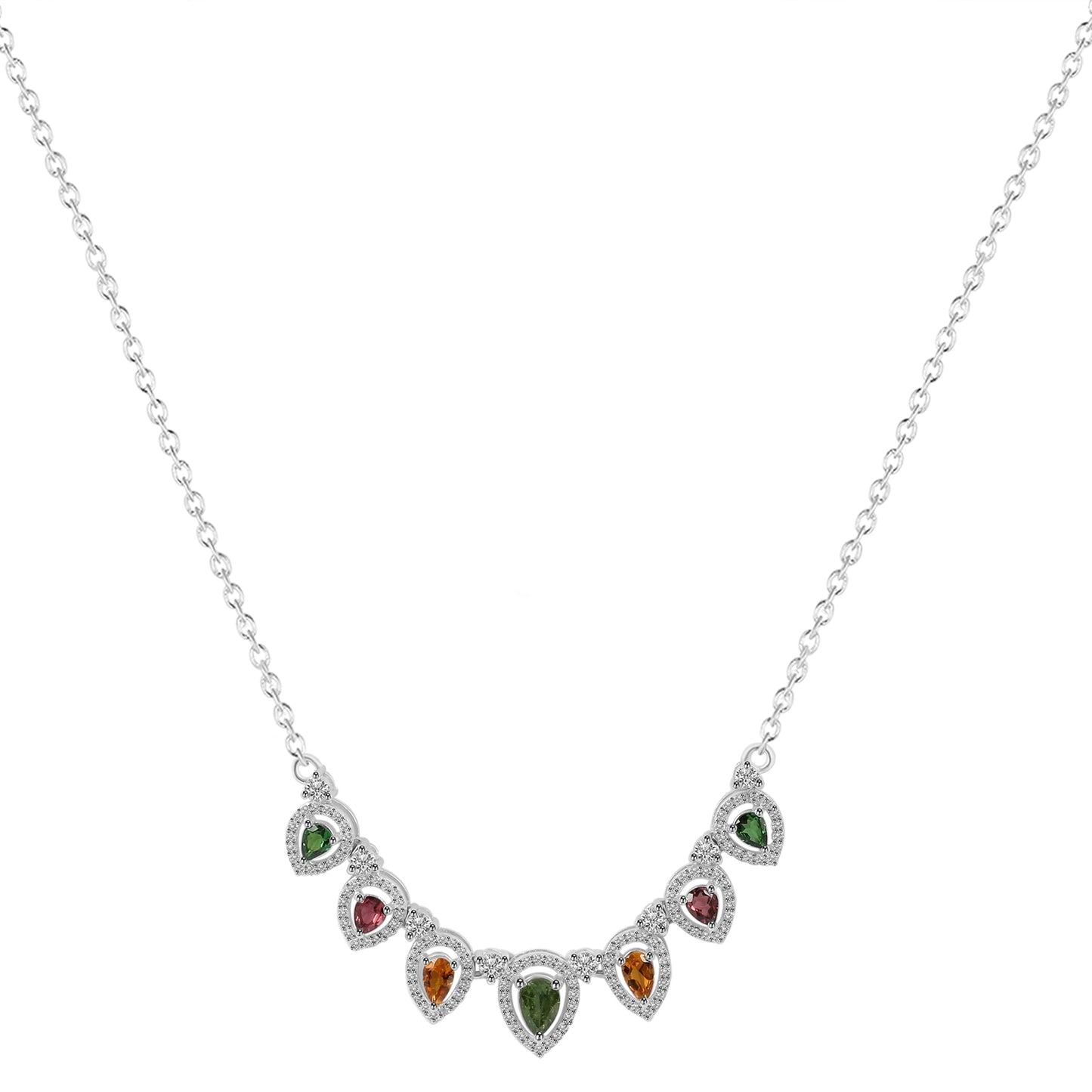 Sterling Silver Necklace Tourmaline  IGN-306