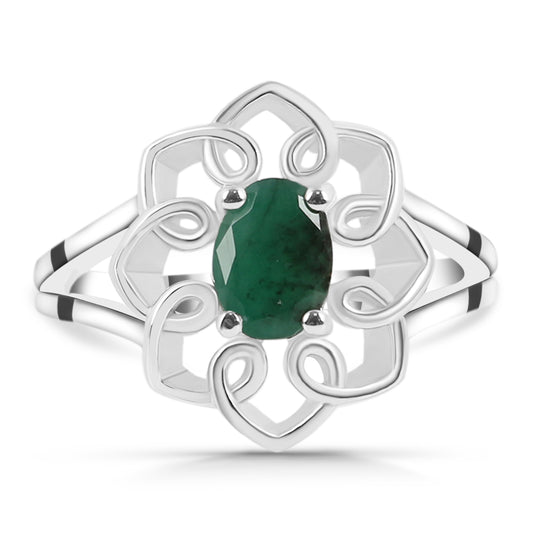 Sterling Silver Ring Emerald  IGR-401  Size 5