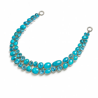Sterling Silver Necklace Turquoise Blue Topaz